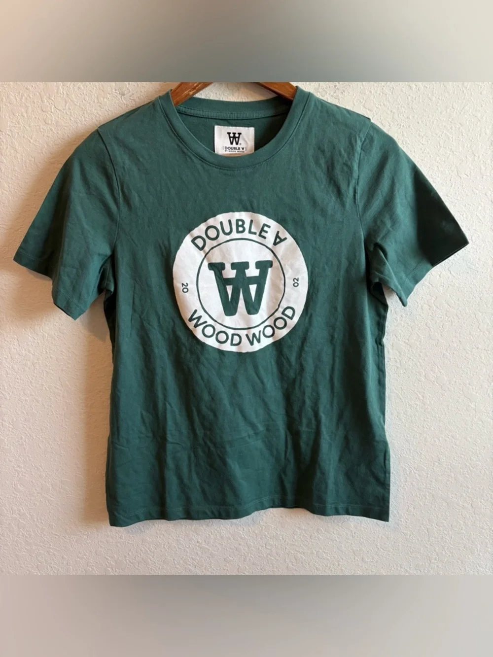 WOOD WOOD MIA CREST T-SHIRT SEA GREEN SIZE SMALL NEW